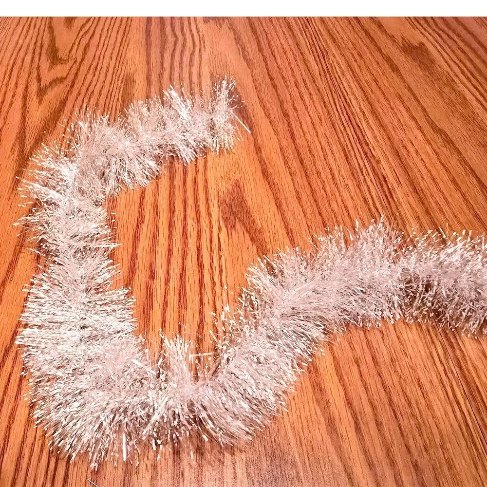 Sparkling White Tinsel Garland Christmas Holiday Party Decor, Great Condition‎